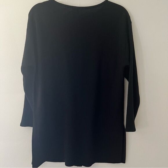 Eileen Fisher Long Cardigan Jacket Crepe Wool Size Medium Petite Made in USA - Picture 5 of 8